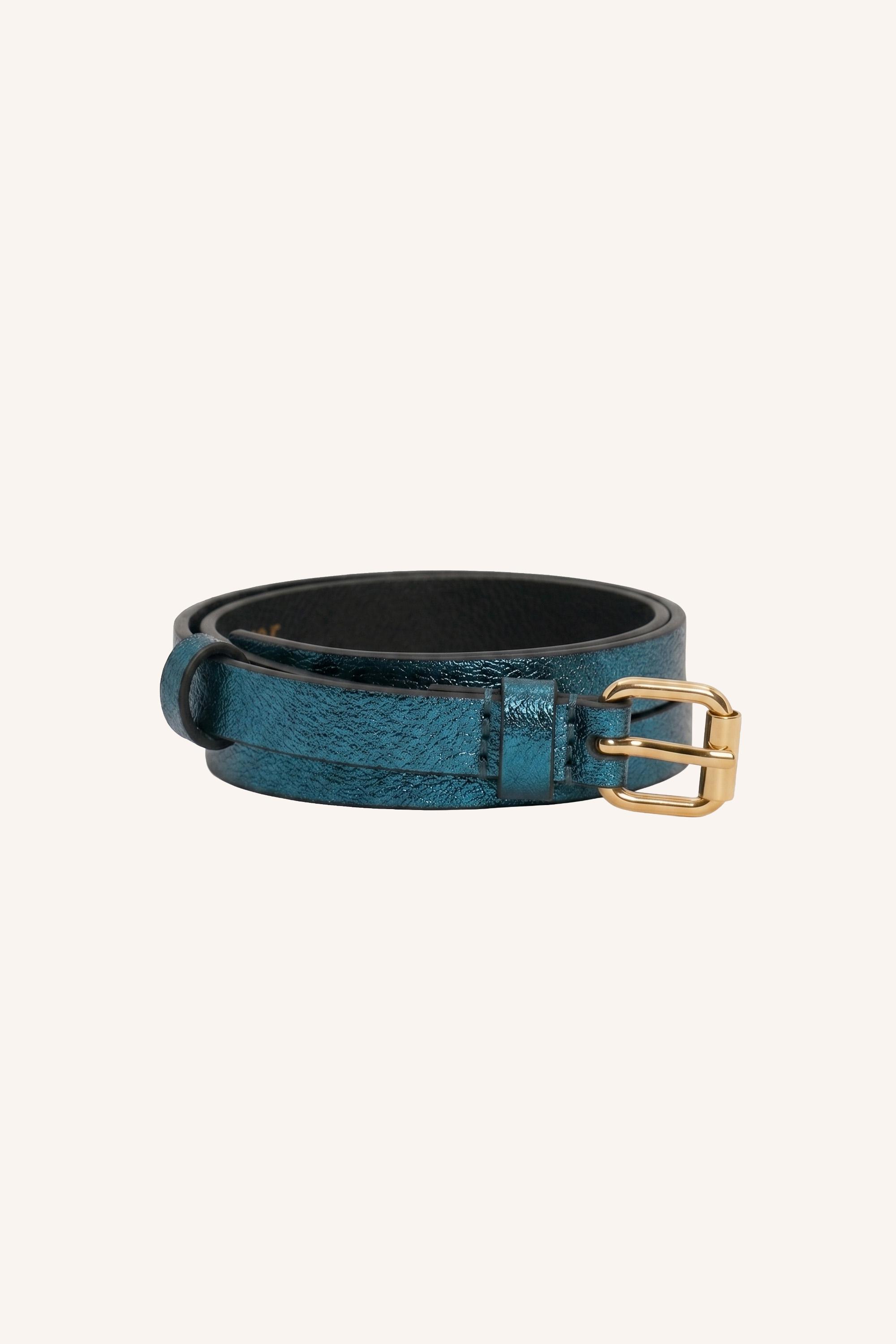 By-Bar Lovi Metallic Belt Oil Green Damen Gürtel Leder grün